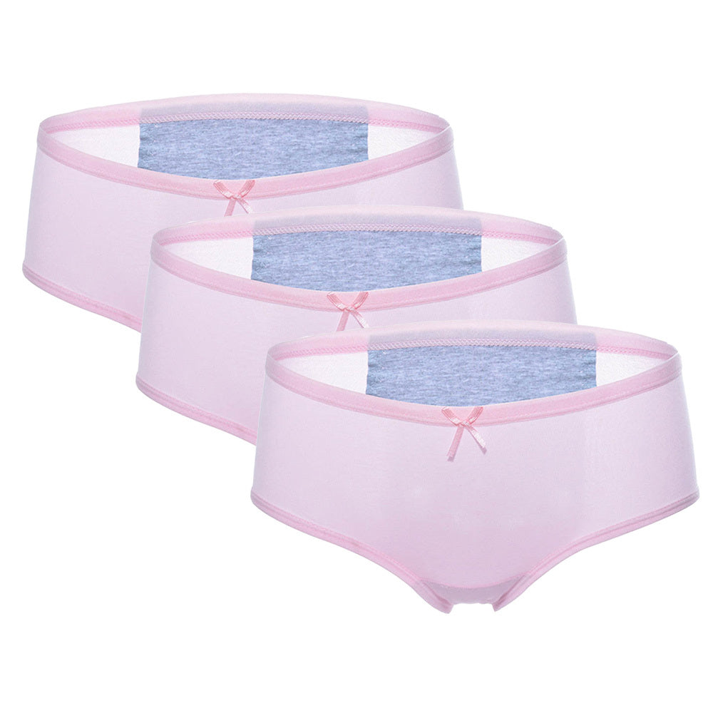 Set of three women's menstrual panties in various styles, comfortable and absorbent underwear for women.