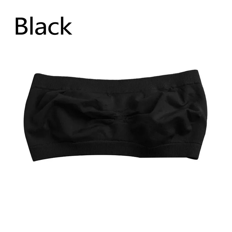 Black seamless bandeau bra for women, soft breathable undergarment for everyday comfort