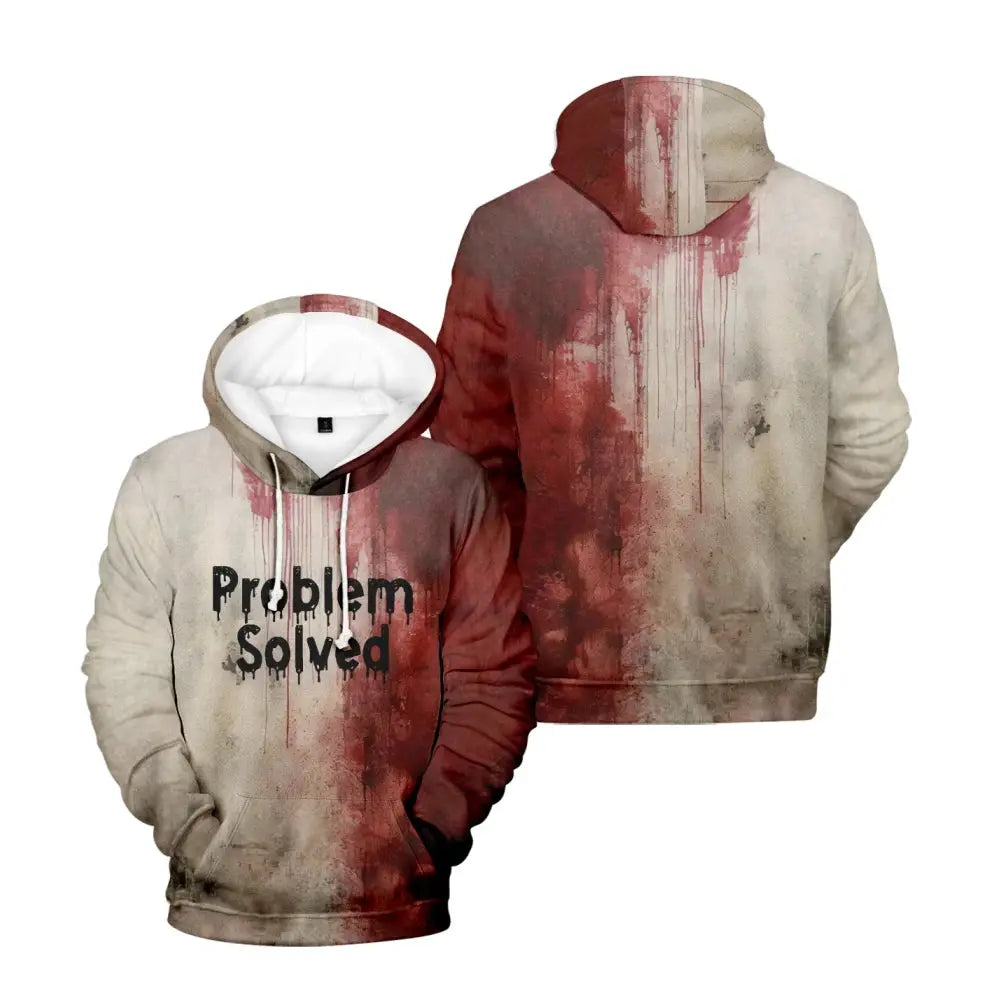 I'M Fine Bloody hooded Problem Solved hooded drawstring pocket sweatshirt men/women hip hop Pullovers Couture Cozy