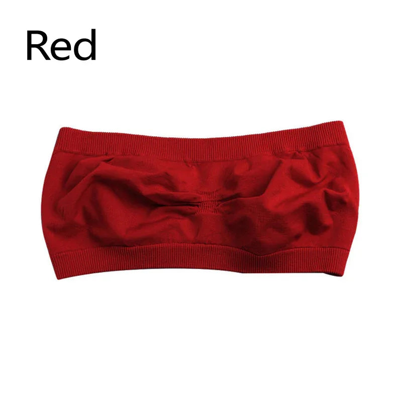Red seamless bandeau bra for women, soft breathable fabric, supportive and comfortable undergarment