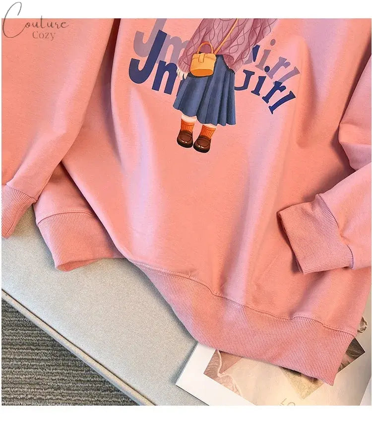 170Kg Plus Size Women's Bust 170 Spring Autumn Loose Lapel Sweatshirt Printed Top Black Pink 5XL 6XL 7XL 8XL 9XL 10XL Couture Cozy