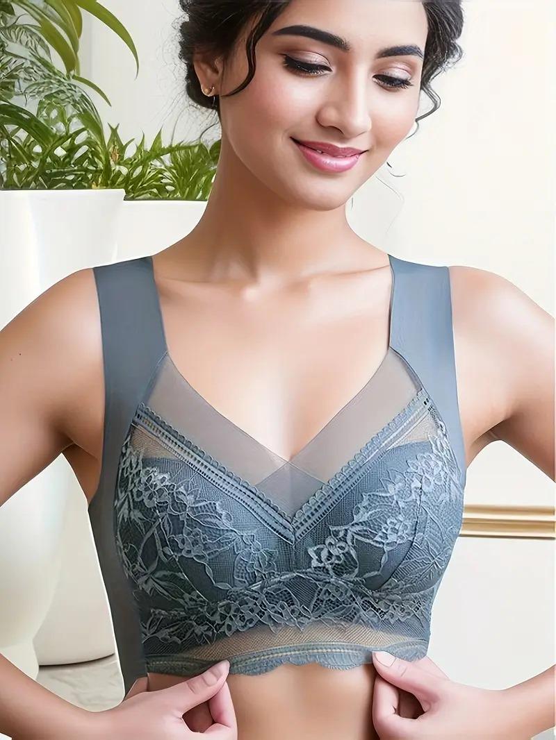 Elegant Lace Push-Up Bras for Women 6pcs Comfortable Full Coverage Wire-Free Yoga Bra Breathable Fit Minimalist Basic Lingerie Tops Workout Chic