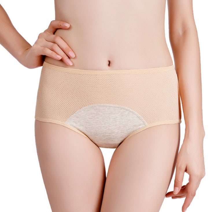Set of five women's leak-proof menstrual underwear in various colors, designed for comfortable and secure protection.
