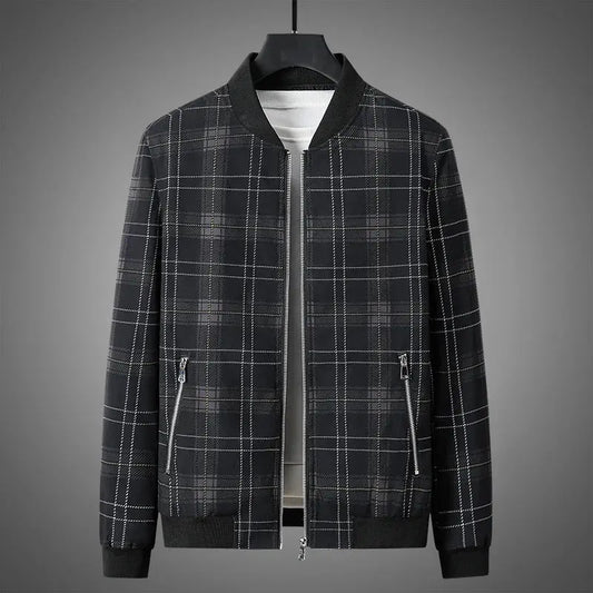 Autumn Man's Jacket Business British Casual Fashion Vintage Lattice Male Coat High Street Trend Versatile Slim Top Clothing New Couture Cozy