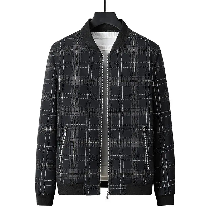 Autumn Man's Jacket Business British Casual Fashion Vintage Lattice Male Coat High Street Trend Versatile Slim Top Clothing New Couture Cozy