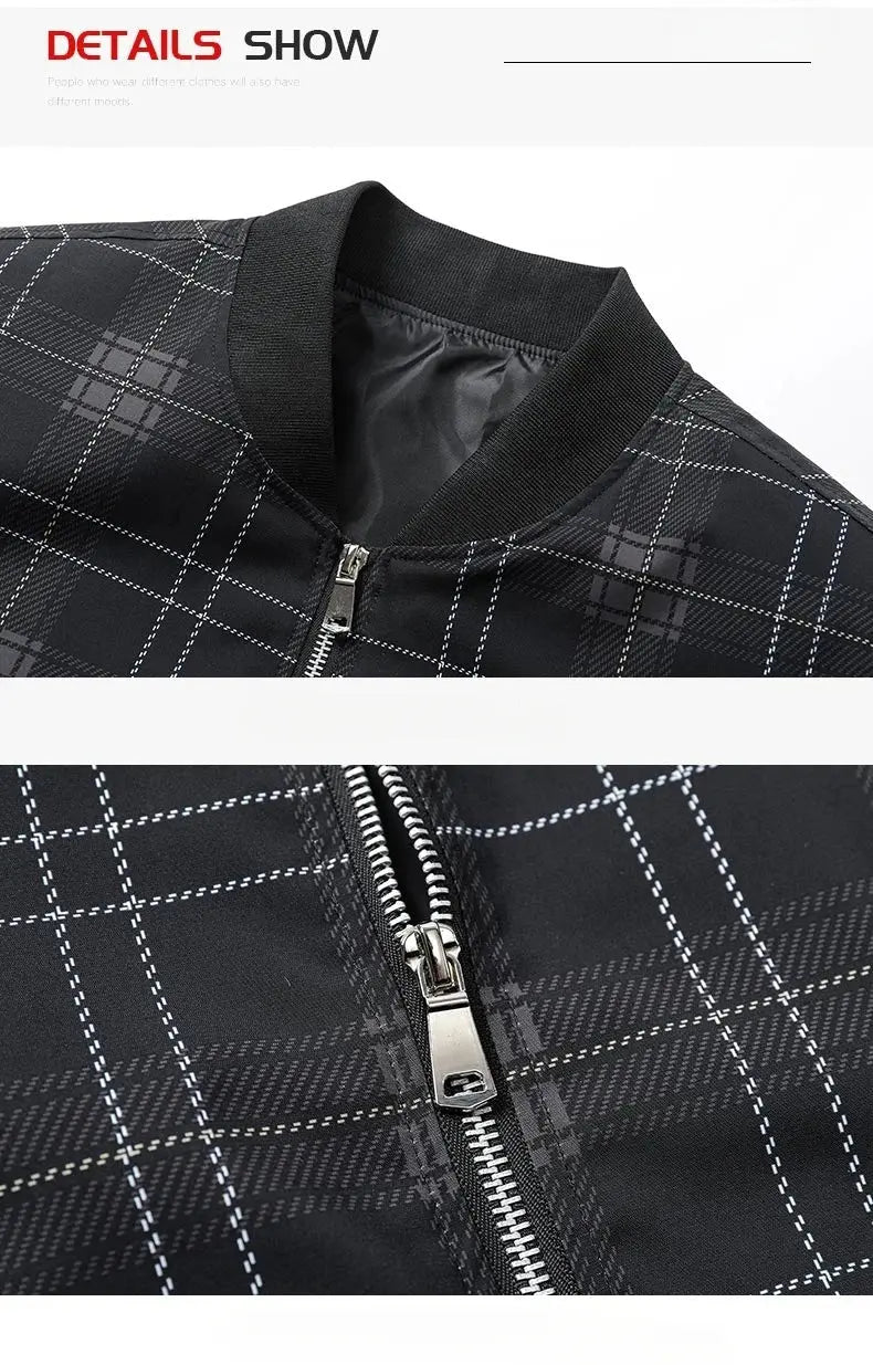 Autumn Man's Jacket Business British Casual Fashion Vintage Lattice Male Coat High Street Trend Versatile Slim Top Clothing New Couture Cozy