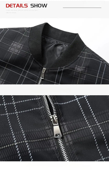Autumn Man's Jacket Business British Casual Fashion Vintage Lattice Male Coat High Street Trend Versatile Slim Top Clothing New Couture Cozy