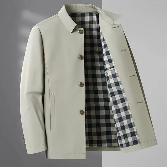 Autumn New Men's Fashion Slim-fit British Style Solid Color Business Leisure Solid Color Middle-aged and Elderly Lapel Jacket Couture Cozy