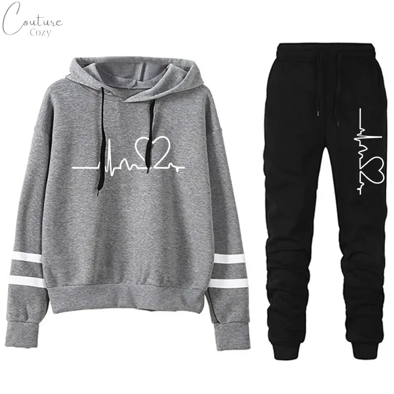 Autumn Winter Hot Sale Womens Casual Tracksuit Hooded Sweatshirts and Jogger Pants 2pcs Set Outfits Lady Hoodie Gym Sportswear Couture Cozy