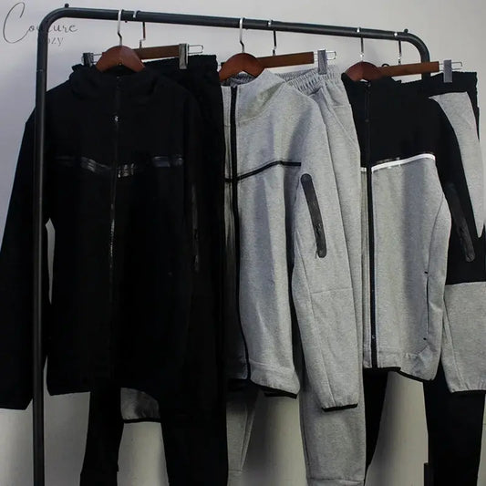 Co-branded same style mens cotton clothing spring and autumn splicing high-quality brand sportswear jacket trousers sweater suit Couture Cozy