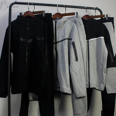 Co-branded same style mens cotton clothing spring and autumn splicing high-quality brand sportswear jacket trousers sweater suit Couture Cozy