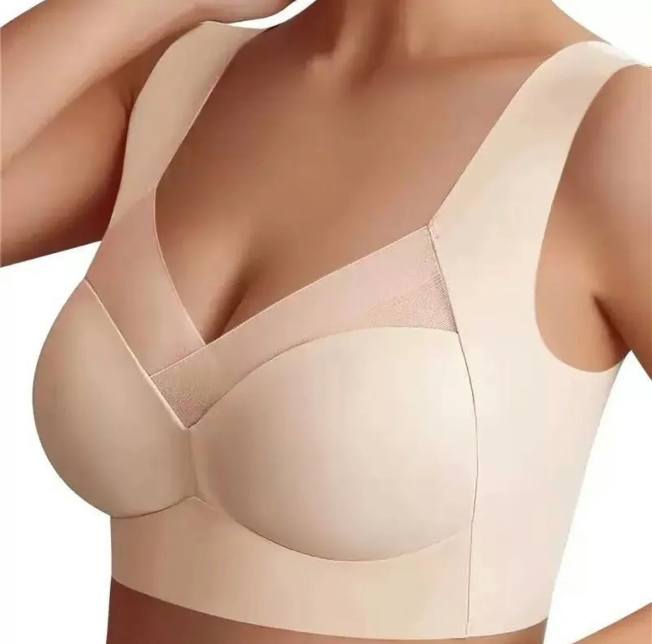 Seamless nude bra for women, soft breathable undergarment offering everyday comfort and support.