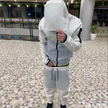 Fall Tracksuits Mens Fashion Patchwork Slim Zipper Hoodies Jackets and Pants Suits Men Winter Casual Long Sleeve Two Piece Sets Couture Cozy