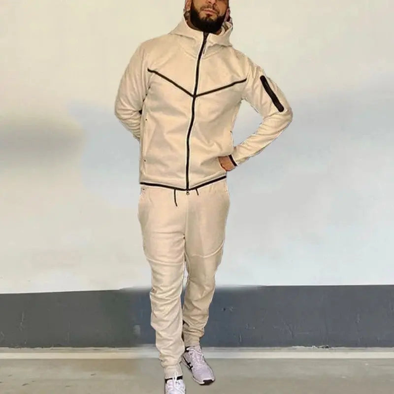 Fall Tracksuits Mens Fashion Patchwork Slim Zipper Hoodies Jackets and Pants Suits Men Winter Casual Long Sleeve Two Piece Sets Couture Cozy