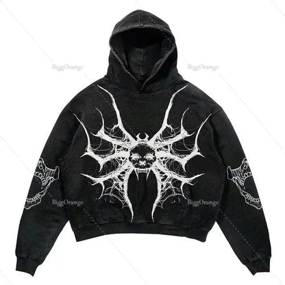 Harajuku High Street Print Hoodie Oversized Goth Streetwear Tops Grunge Hoodies Women Couples New Sweatshirt Gothic Y2k Clothes Couture Cozy