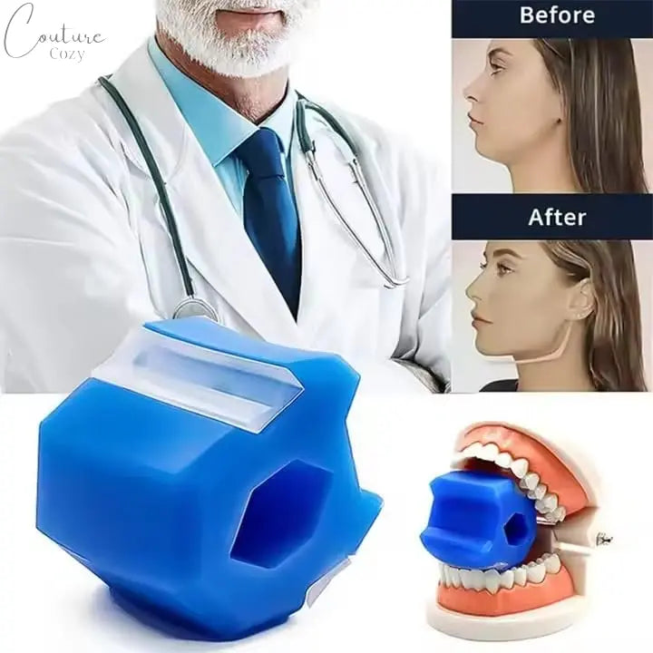 Jawzrsize Jaw Exerciser for Women and Men - Double Chin Reducer, Facial Toner, Neck Exerciser for Younger and Healthier Look Helps Reduce Stress and Cravings Jawline Trainer (Pop N Go Beginner red and blue) Couture Cozy