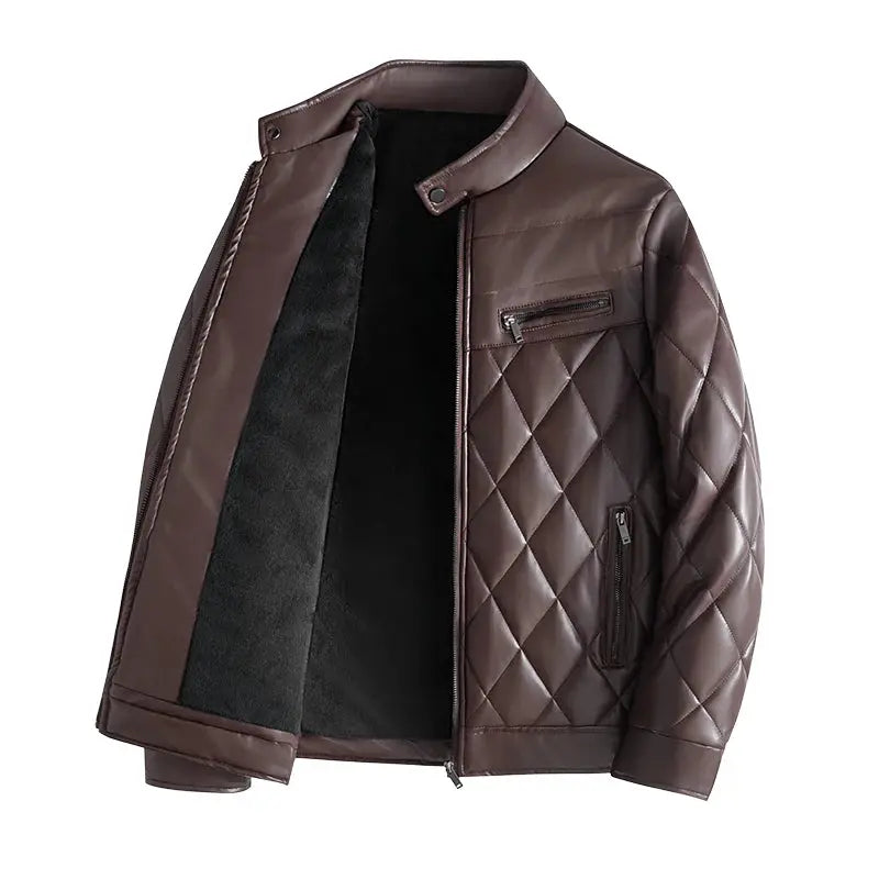 Man's Leather Jacket Autumn Winter Casual Fashion Vintage Trend Coat Male Warm All Match High Street Top Clothing New Streetwear Couture Cozy