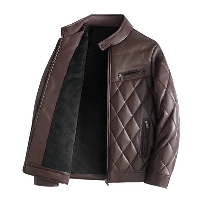 Man's Leather Jacket Autumn Winter Casual Fashion Vintage Trend Coat Male Warm All Match High Street Top Clothing New Streetwear Couture Cozy