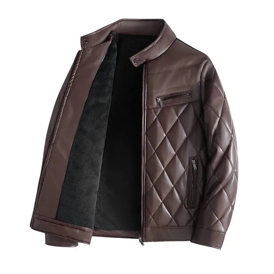 Man's Leather Jacket Autumn Winter Casual Fashion Vintage Trend Coat Male Warm All Match High Street Top Clothing New Streetwear Couture Cozy