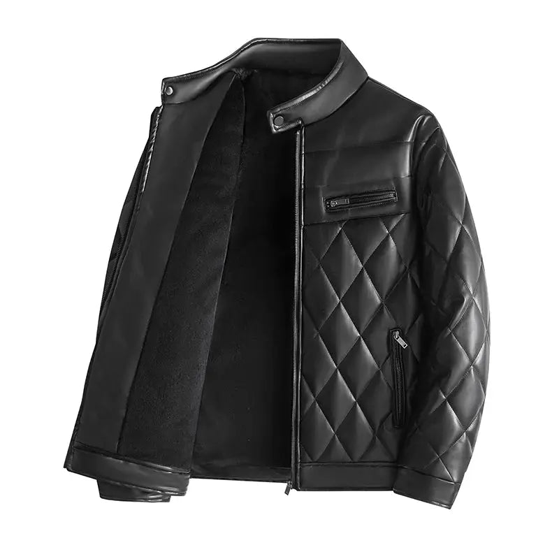 Man's Leather Jacket Autumn Winter Casual Fashion Vintage Trend Coat Male Warm All Match High Street Top Clothing New Streetwear Couture Cozy
