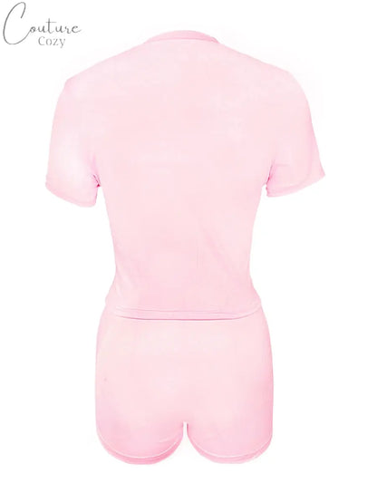 Solid Color Women 2 Piece Lounge Set Y2k Outfits Short Sleeve Crop Tops Shorts Pajamas Matching Set Comfy Underwear Couture Cozy