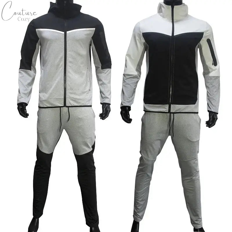 Spring Men's Casual Tracksuits Patchwork Hooded Zipper Jackets+Pants Sets Male Slim Gym Sportswear Two Pieces Sets Jogging Suits Couture Cozy