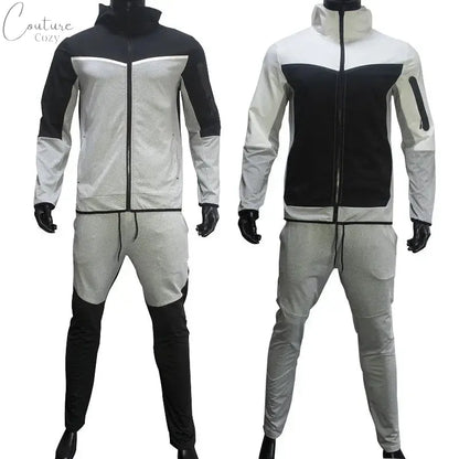 Spring Men's Casual Tracksuits Patchwork Hooded Zipper Jackets+Pants Sets Male Slim Gym Sportswear Two Pieces Sets Jogging Suits Couture Cozy