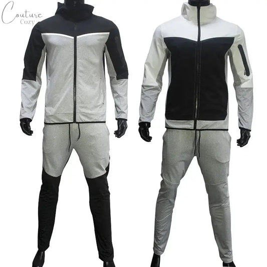 Spring Men's Casual Tracksuits Patchwork Hooded Zipper Jackets+Pants Sets Male Slim Gym Sportswear Two Pieces Sets Jogging Suits Couture Cozy