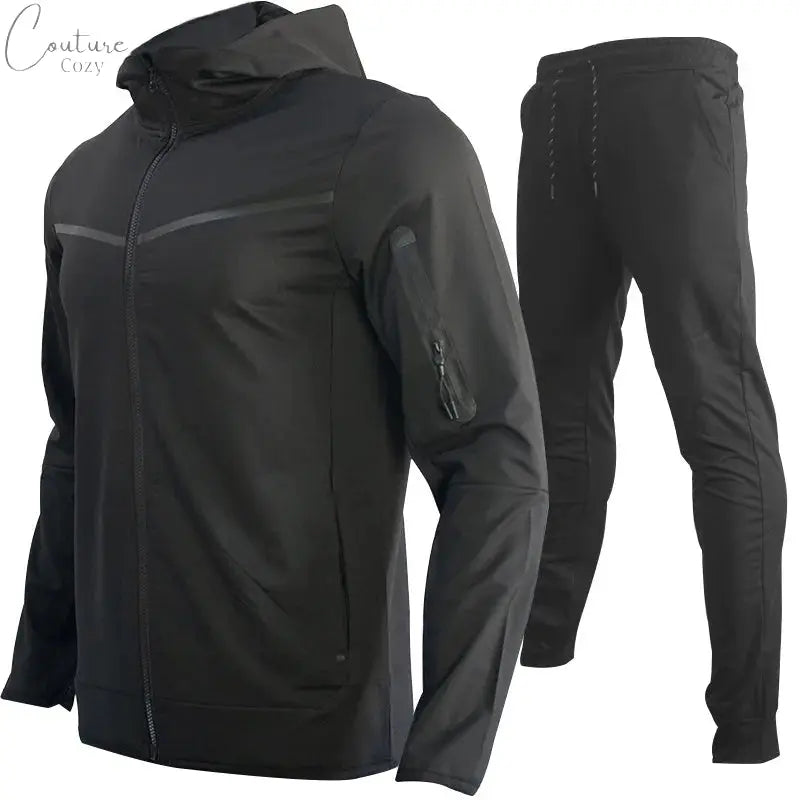 Spring Men's Casual Tracksuits Patchwork Hooded Zipper Jackets+Pants Sets Male Slim Gym Sportswear Two Pieces Sets Jogging Suits Couture Cozy