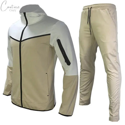 Spring Men's Casual Tracksuits Patchwork Hooded Zipper Jackets+Pants Sets Male Slim Gym Sportswear Two Pieces Sets Jogging Suits Couture Cozy