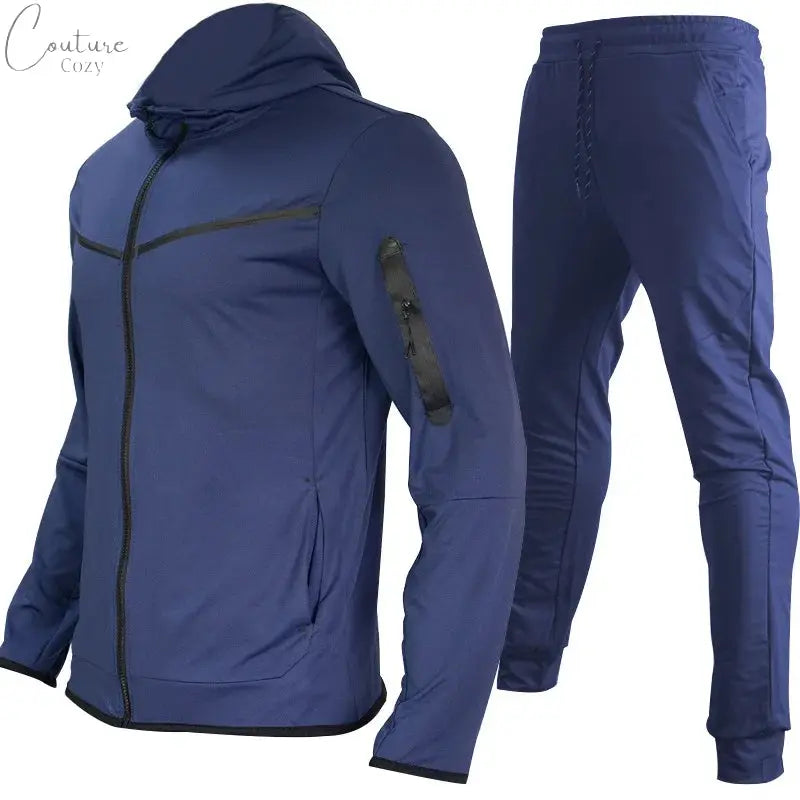 Spring Men's Casual Tracksuits Patchwork Hooded Zipper Jackets+Pants Sets Male Slim Gym Sportswear Two Pieces Sets Jogging Suits Couture Cozy