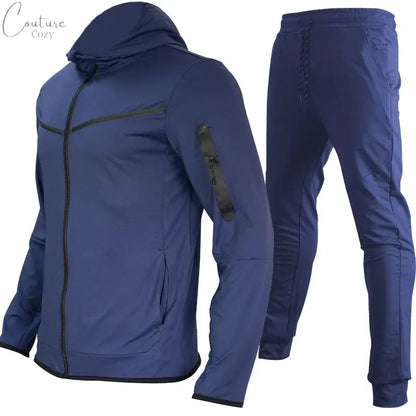 Spring Men's Casual Tracksuits Patchwork Hooded Zipper Jackets+Pants Sets Male Slim Gym Sportswear Two Pieces Sets Jogging Suits Couture Cozy