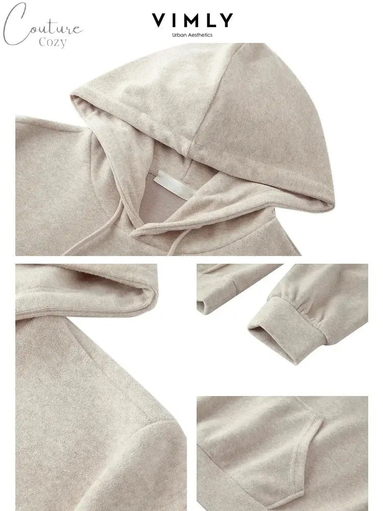 Vimly Casual Hoodie and Skirt Women's Sets 2 Piece Outfits 2024 Spring Hooded Sweatshirts Split Maxi Skirt Matching Sets 30058 Couture Cozy