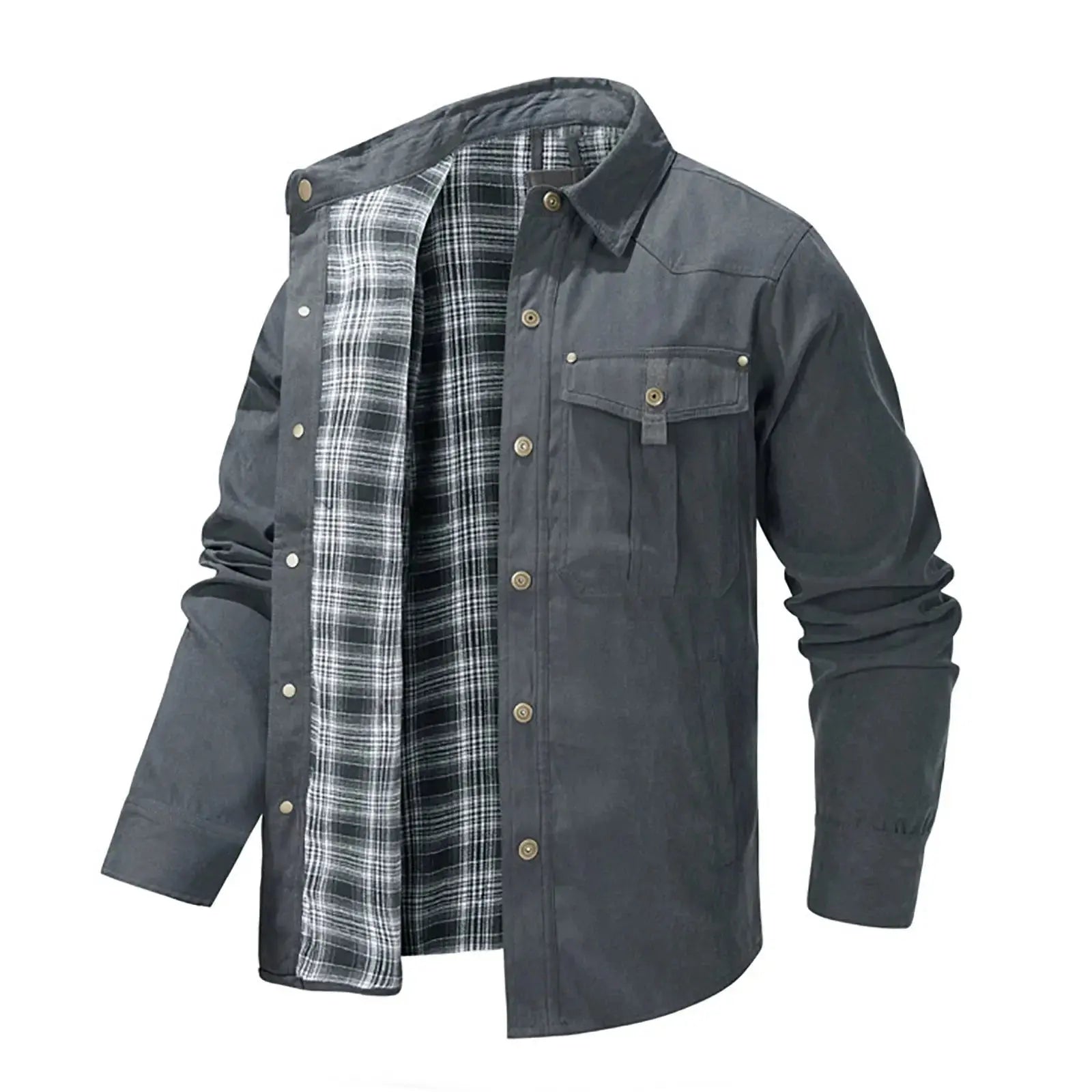 Winter Men'S Bomber Jacket High-Quality Male Plaid Flannel Jacket Men'S Lapel Thick Warm Cargo Jackets Coats Streetwear Outfits Couture Cozy