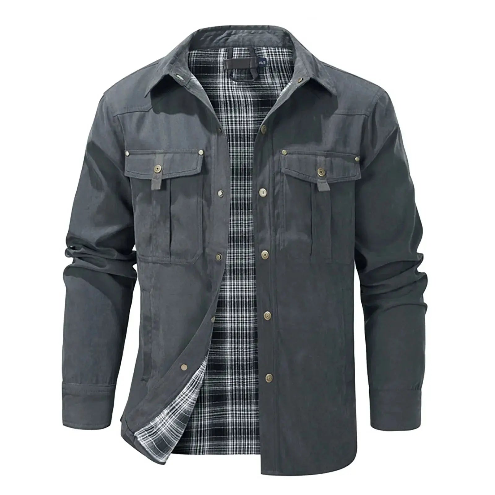 Winter Men'S Bomber Jacket High-Quality Male Plaid Flannel Jacket Men'S Lapel Thick Warm Cargo Jackets Coats Streetwear Outfits Couture Cozy