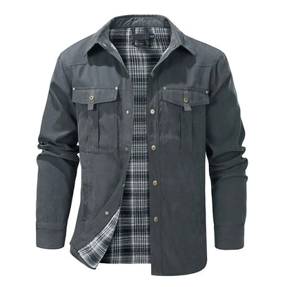 Winter Men'S Bomber Jacket High-Quality Male Plaid Flannel Jacket Men'S Lapel Thick Warm Cargo Jackets Coats Streetwear Outfits Couture Cozy