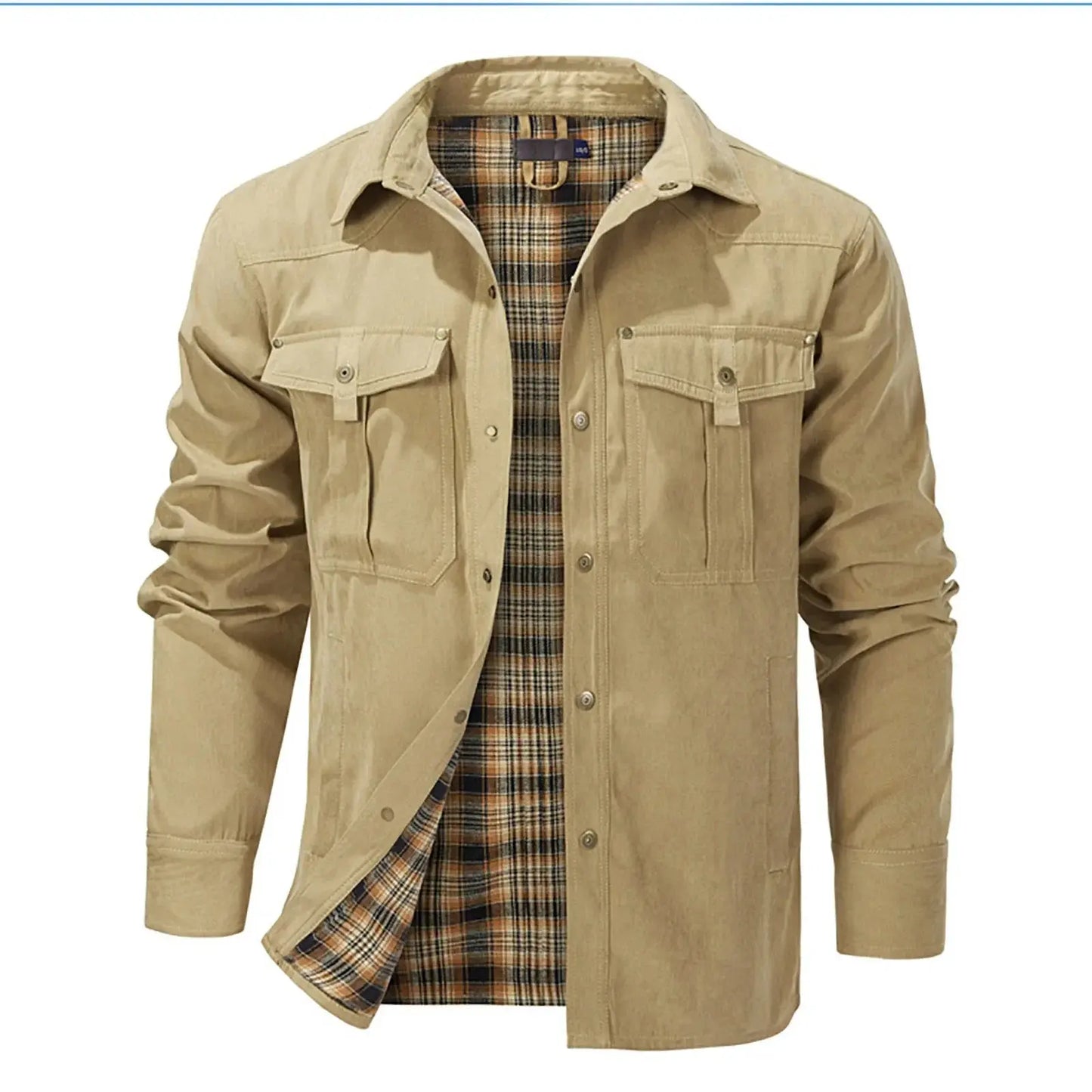 Winter Men'S Bomber Jacket High-Quality Male Plaid Flannel Jacket Men'S Lapel Thick Warm Cargo Jackets Coats Streetwear Outfits Couture Cozy