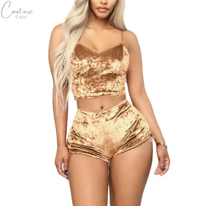 Women Sleepwear Set Sports Shorts 2 Piece Spaghetti Strap Solid Color Backless Pajama Valentines Day Gift Summer Pajama Sets Couture Cozy