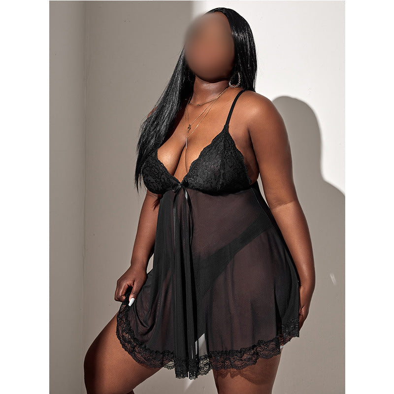 Oversized women's mesh nightdress with sheer fabric, comfortable fit, and casual nightwear style designed for relaxed sleepwear.