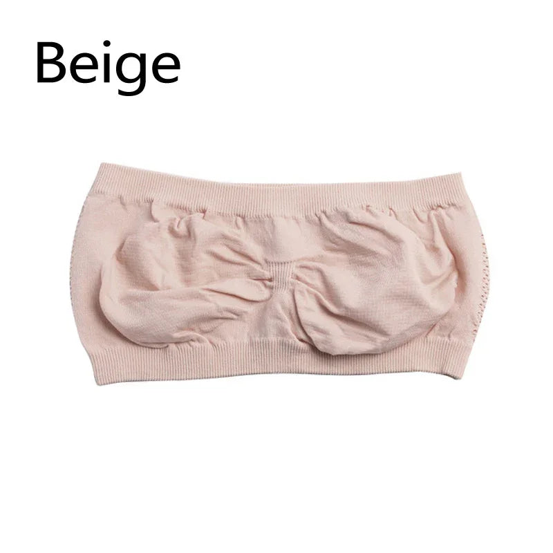Beige seamless bandeau bra made from soft, breathable fabric for everyday comfort and support